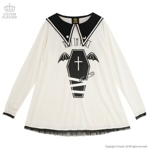 LISTEN FLAVOR Little Devil Coffin Sailor Dress White