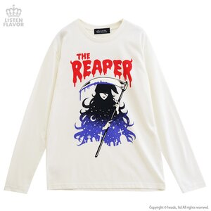 LISTEN FLAVOR Dark Night Reaper Long-Sleeve T-Shirt White