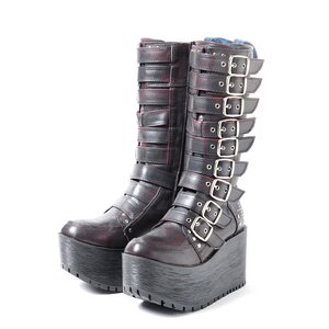 YOSUKE 2015SS Long Belt Boots Wine Red/Black L