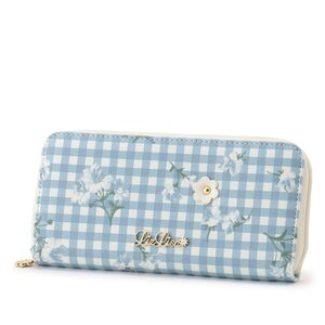 LIZ LISA Gingham Flower Long Wallet Blue