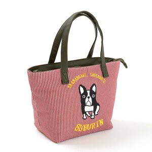 FLAPPER Chicago Buburin Stripe Lunch Tote Red