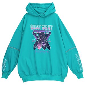 LISTEN FLAVOR Music Game Zip Sleeve 2-Way Hoodie Emerald