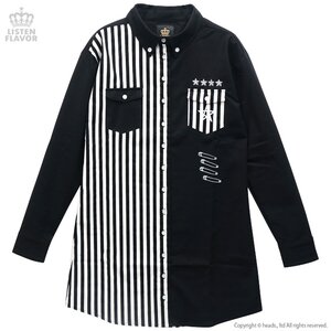 LISTEN FLAVOR Safety Pin Studded Embroidered Shirt Dress Black