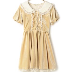 LIZ LISA Puffy Velour Dress White