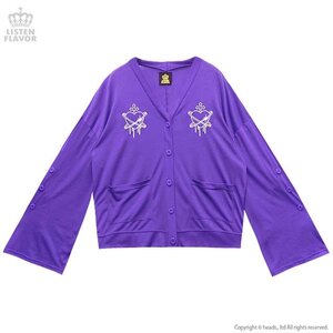 LISTEN FLAVOR Heart Planet Bell Sleeve Short Cardigan Purple