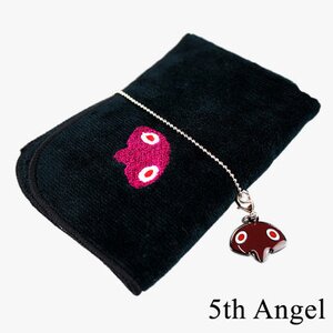 "Rebuild of Evangelion" Handkerchief w/ Charm Fifth Angel (black & purple)