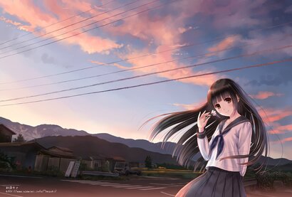 HD wallpaper: anime girl, sad, school uniform, windy, black hair