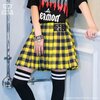LISTEN FLAVOR Pleated Plaid Skirt w/ Side Belts