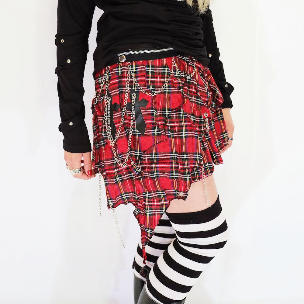 ACDC RAG 3-Layer Assymetrical Skirt: ACDC RAG - Tokyo Otaku Mode (TOM)