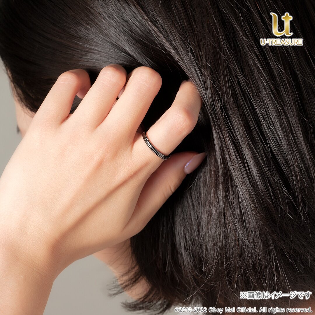 Obey Me! Lucifer Black-Coated Silver Ring - Tokyo Otaku Mode