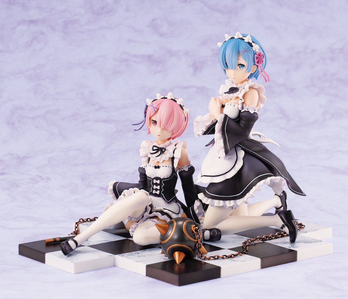 Re:Zero Ram & Rem 1/8 Scale Figure Special Stand Complete Set
