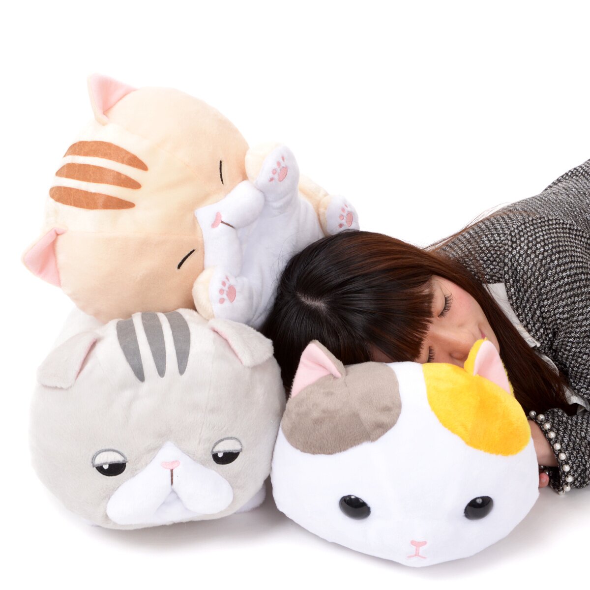 その他 MANPUKU Mint Cat Ban Plus size Nemuneko Cat Cupid Big Plush Toy -Pink- - Kotous Store