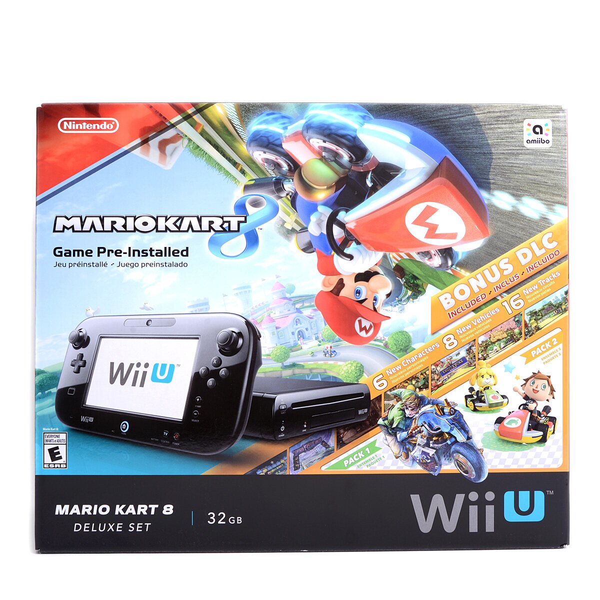 Nintendo Wii U Black CONSOLE No Game Pad + Sensor Bar & Some +Has Mario  Kart 8