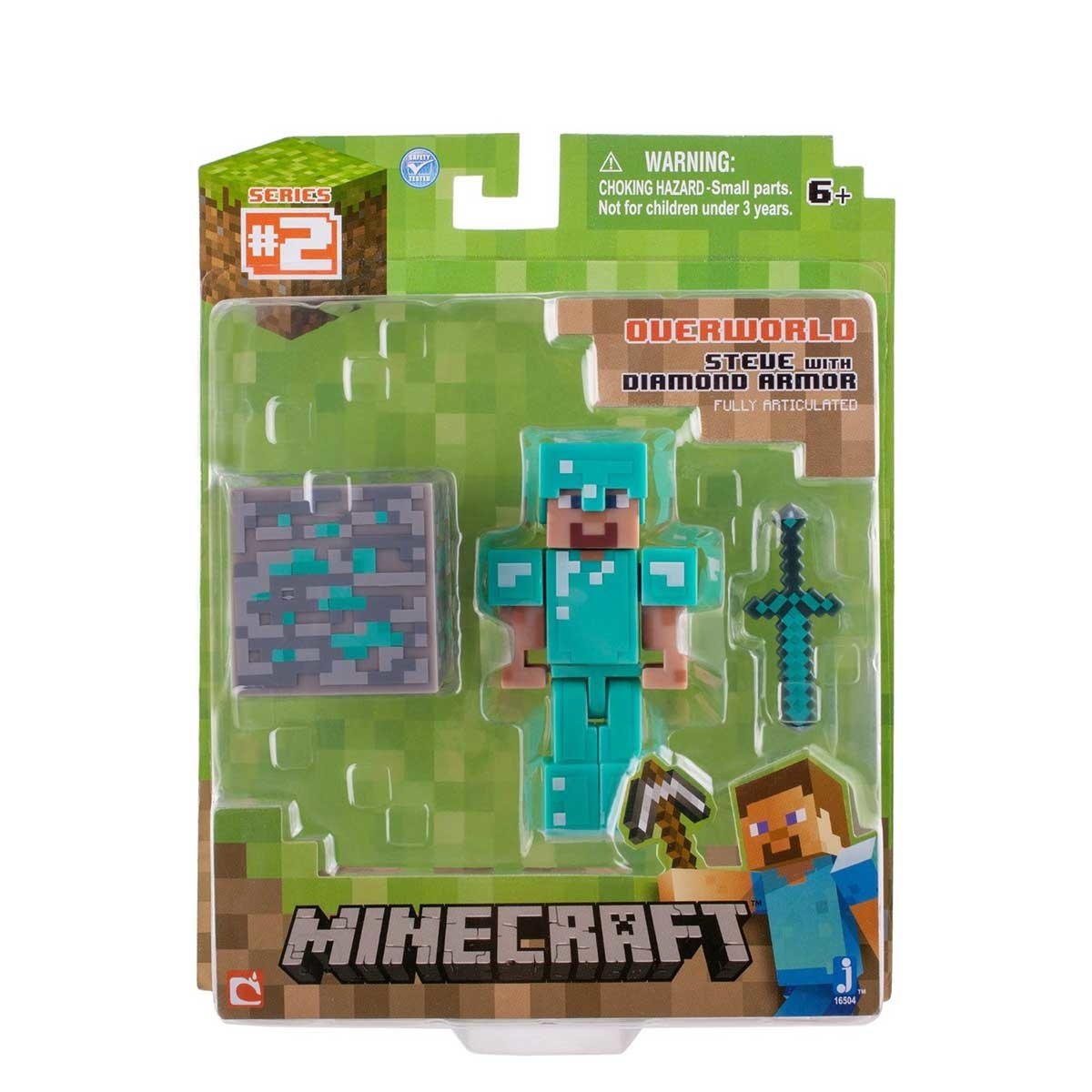 Minecraft Diamond Steve Action Figure OVERWORLD STEVE WITH DIAMOND ARMOR 