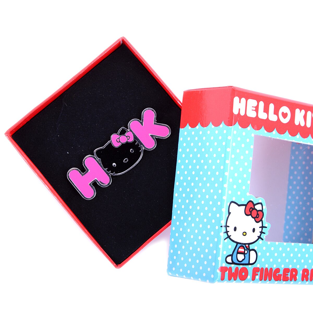 Hello Kitty Pink & Silver 2-Finger Ring