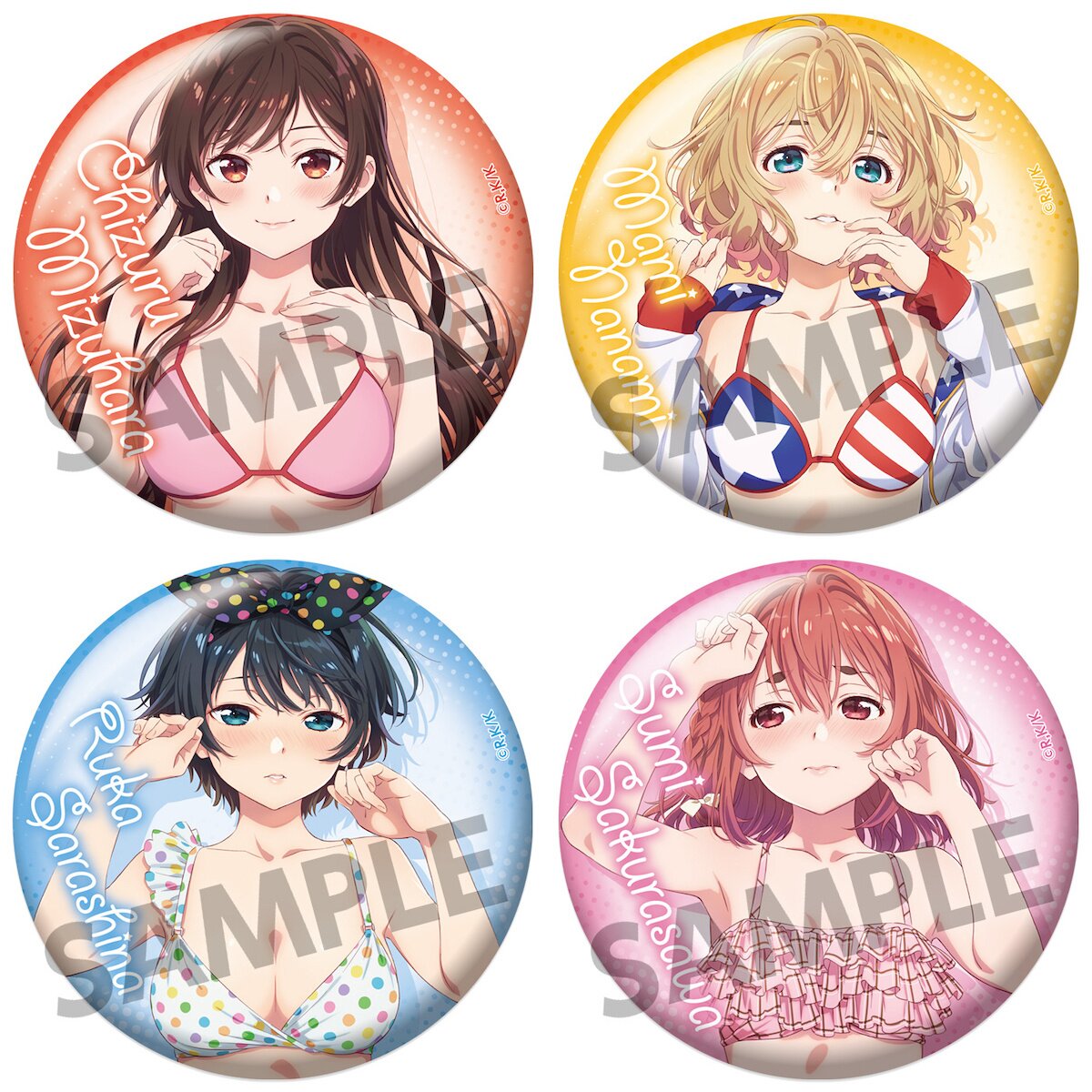 Badge Pins Asami Shitsumi 75 mm metal badge KUJI Hikido Kanojo, Okarishimasu  Online KUJI Party Dress and Girlfriend E-2 Award, Goods / Accessories