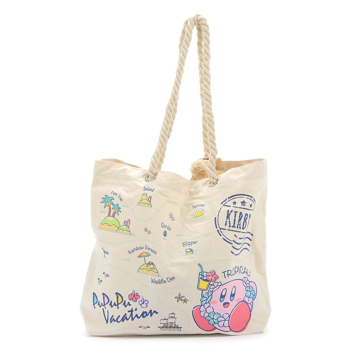 Tote bag with outlet rope handles