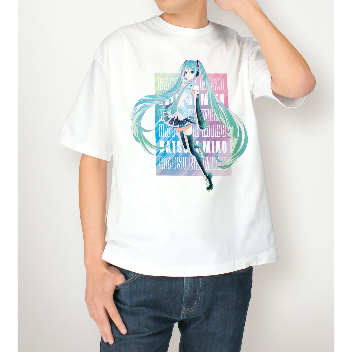 Difuzed Hatsune Miku T-shirt Anime Waifu officieel T-shirt wit unisex volwassenen jongens, Wit, L