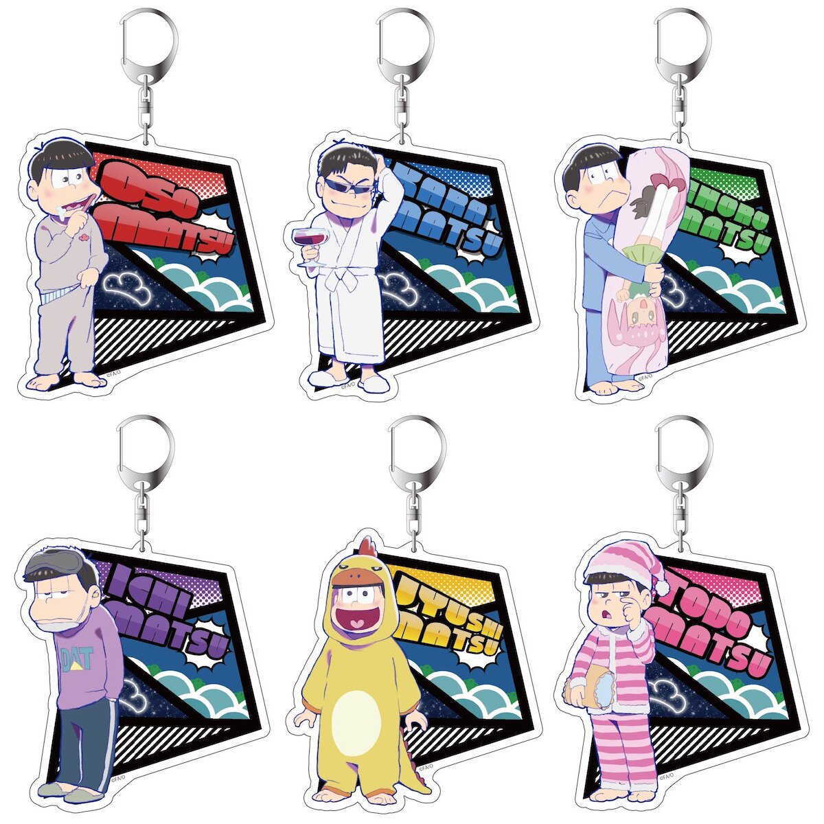 Osomatsu-san Pajamatsu Ver. Acrylic Keychain Charm Collection
