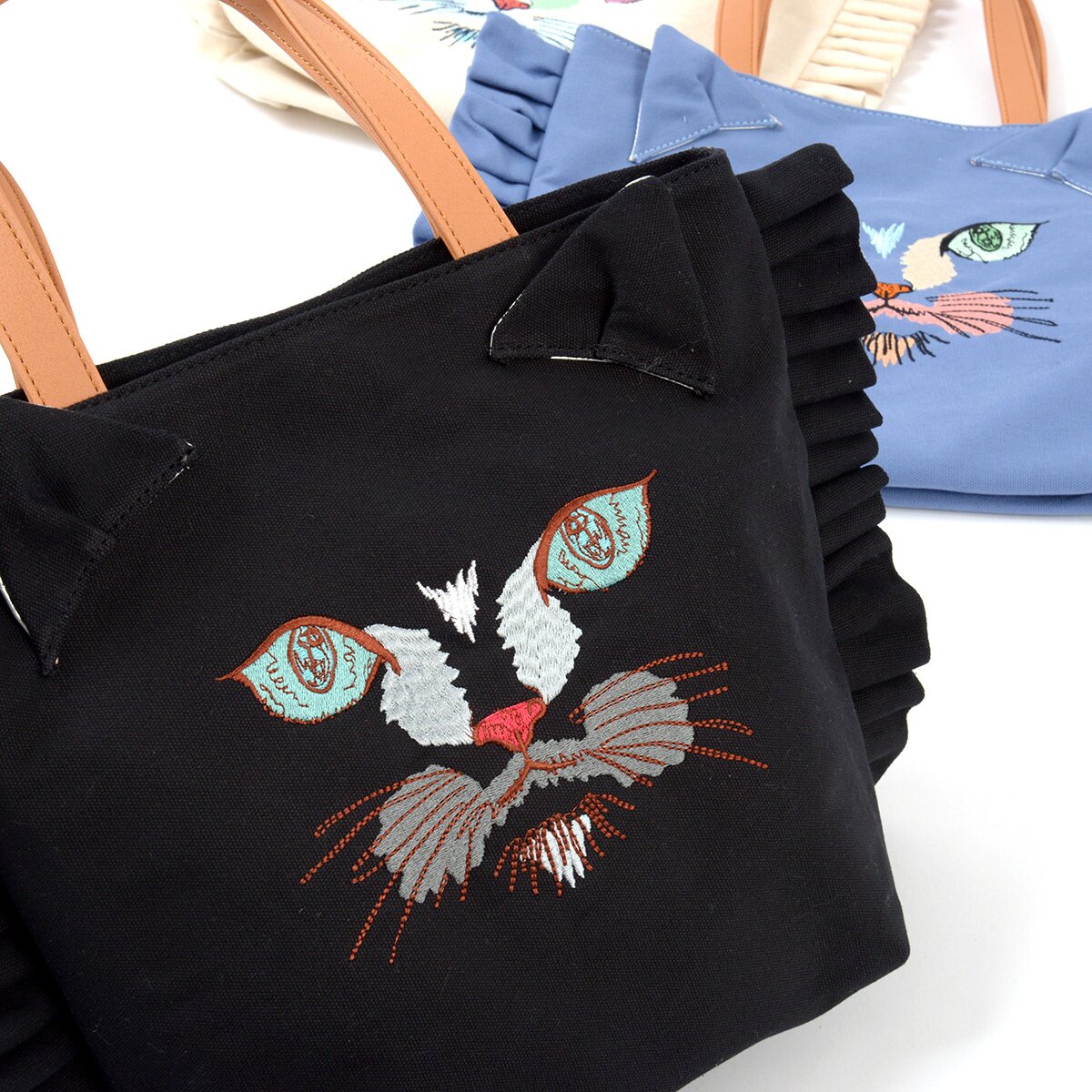 Misfits Colorful Cat Frilly Tote Bag