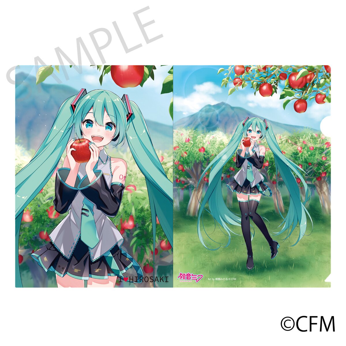 Hatsune Miku x Hirosaki Apple Clear File Folder Art by Asagao