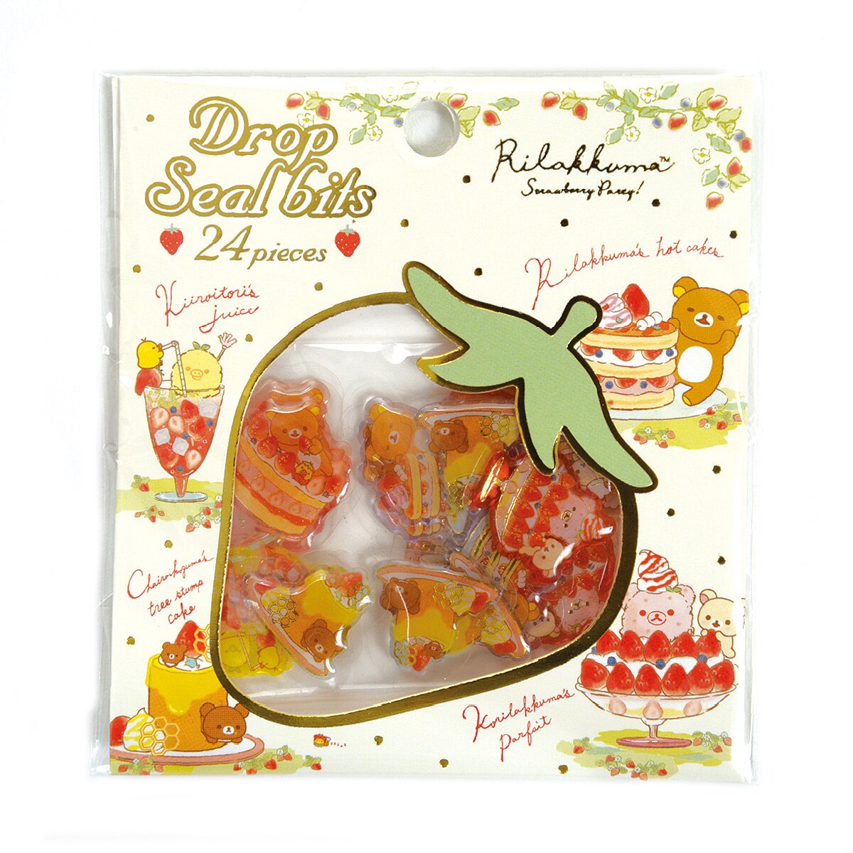 Rilakkuma Strawberry Party! Drop Seal Bits Stickers: San-X - Tokyo
