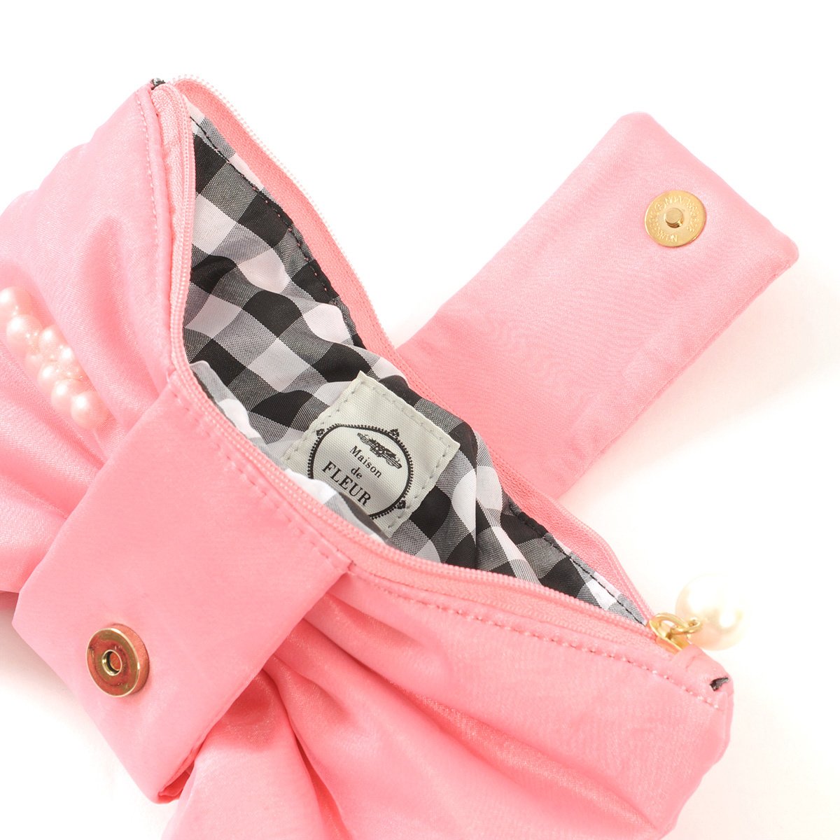 Maison de FLEUR Pink Ribbon & Pearls Pouch - Tokyo Otaku Mode (TOM)