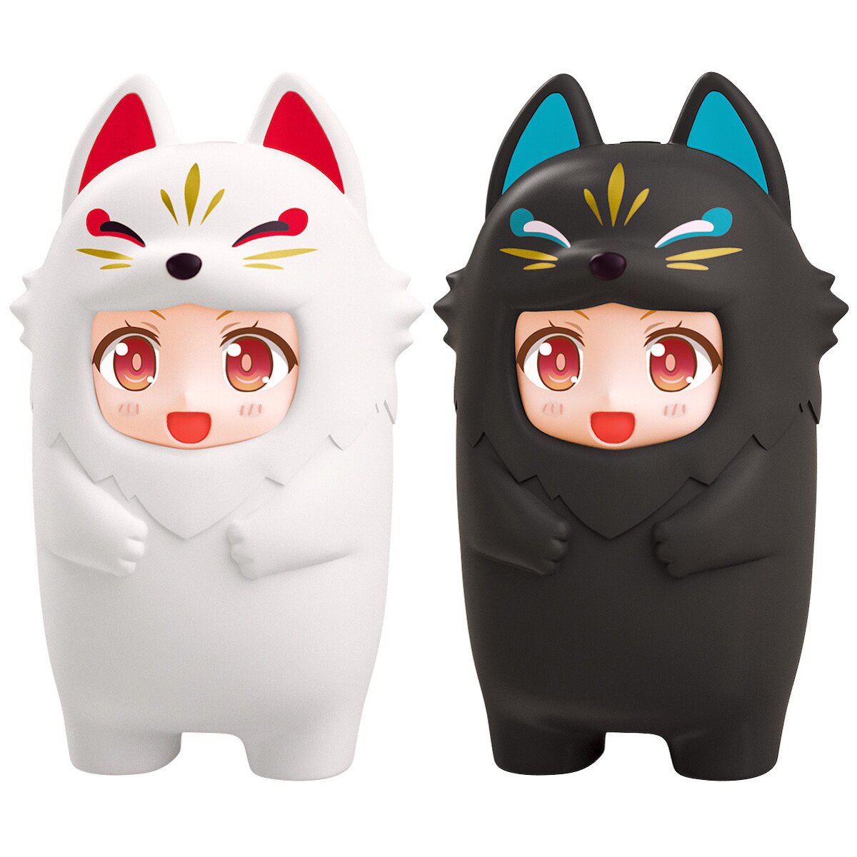 Nendoroid More Kigurumi Face Parts Case (White Kitsune/Black Kitsune ...