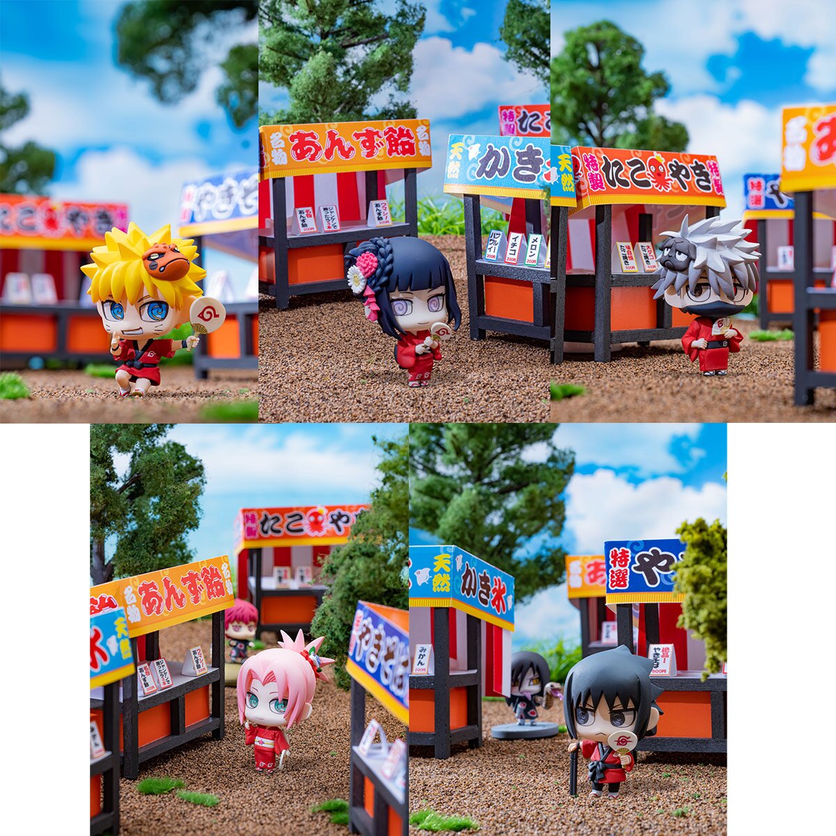 Megahouse Naruto Shippuden Petit Chara Land 10th Anniversary - Set Figure Con Cartoline