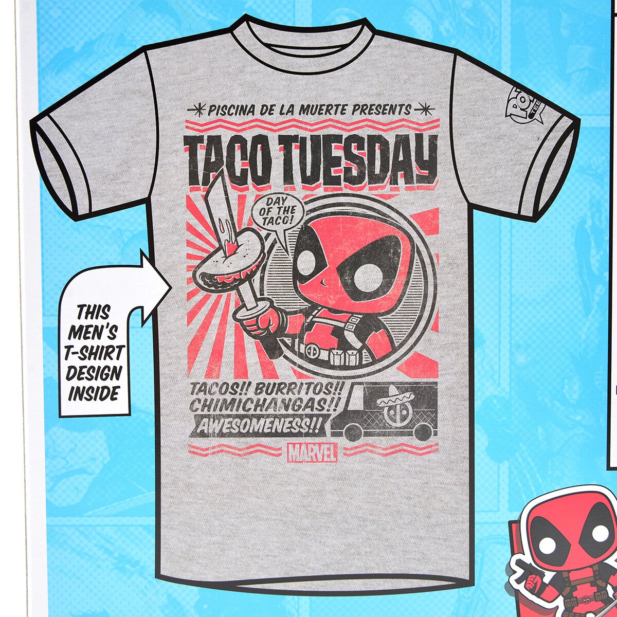 Men's Marvel Deadpool Chimichangas Poster T-Shirt - Charcoal Heather - Small