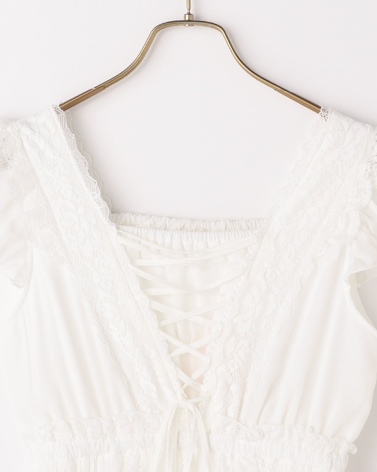 chinese dress ladies Peplum Pleated Lace Dress in White