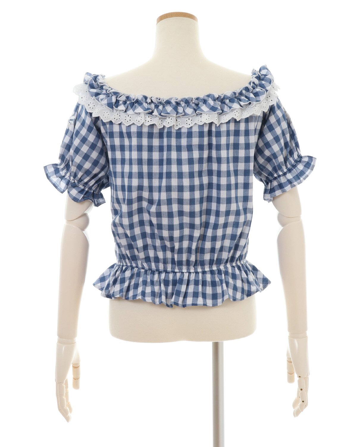 LIZ LISA Gingham Check Embroidered Off-Shoulder Blouse