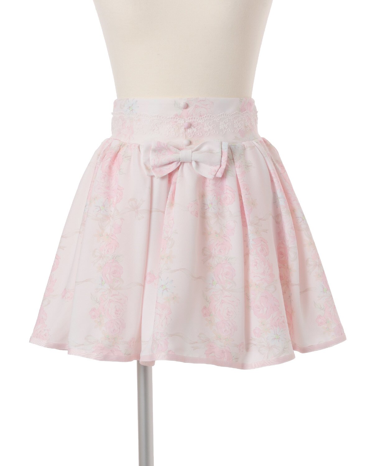 LIZ LISA Rose Ribbon Checkered Sukapan Skirt: LIZ LISA