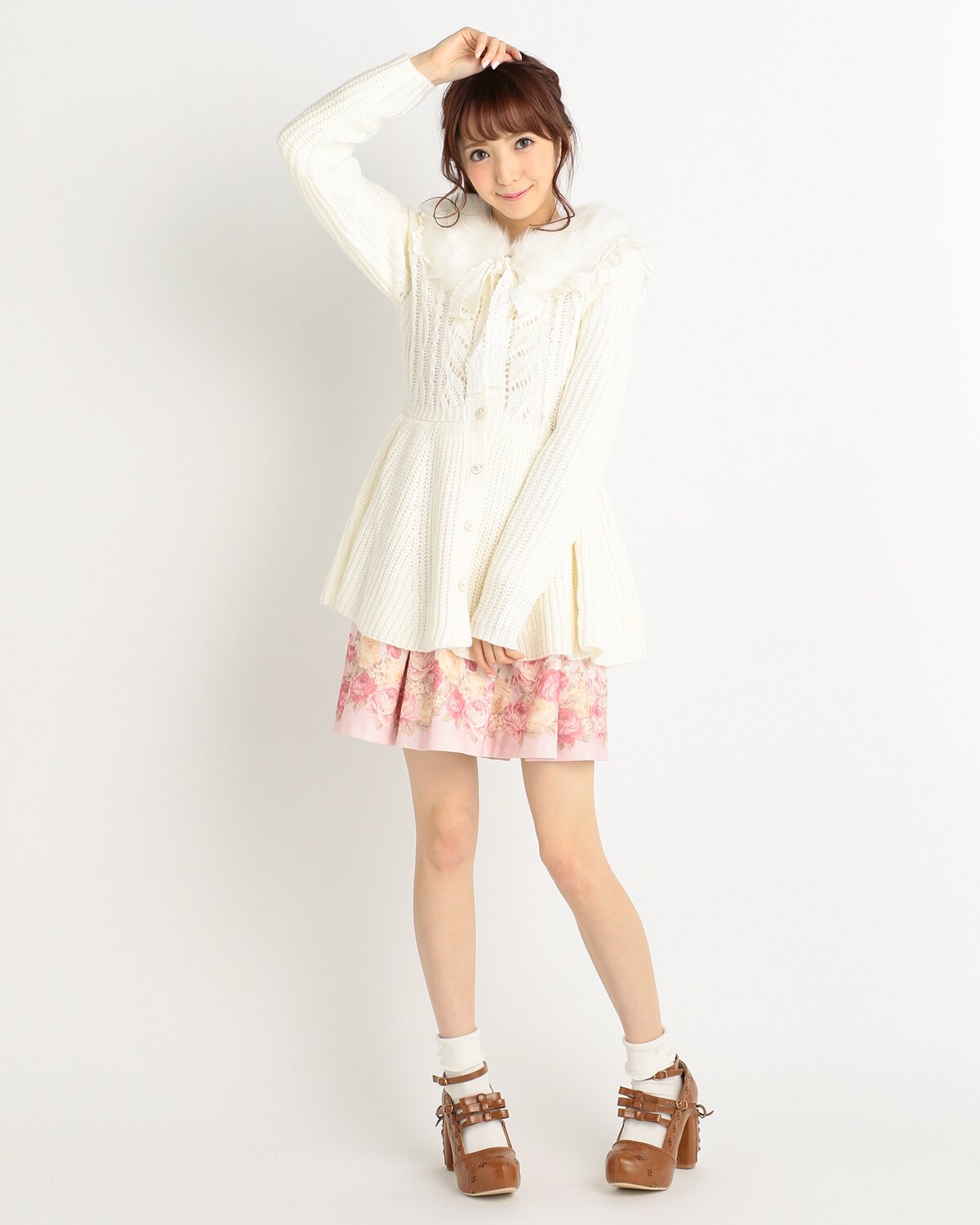 LIZ LISA Peplum Cardigan w/ Faux Fur Collar - Tokyo Otaku LIZ LISA Peplum Cardigan w/ Faux Fur Collar - Tokyo Otaku