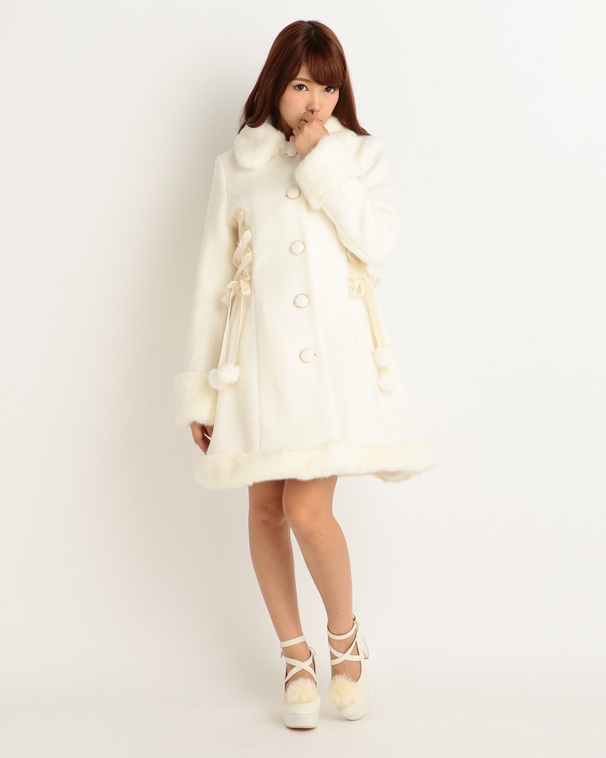 LIZ LISA Lace-Up Pom Pom Coat (Limited Edition): LIZ LISA