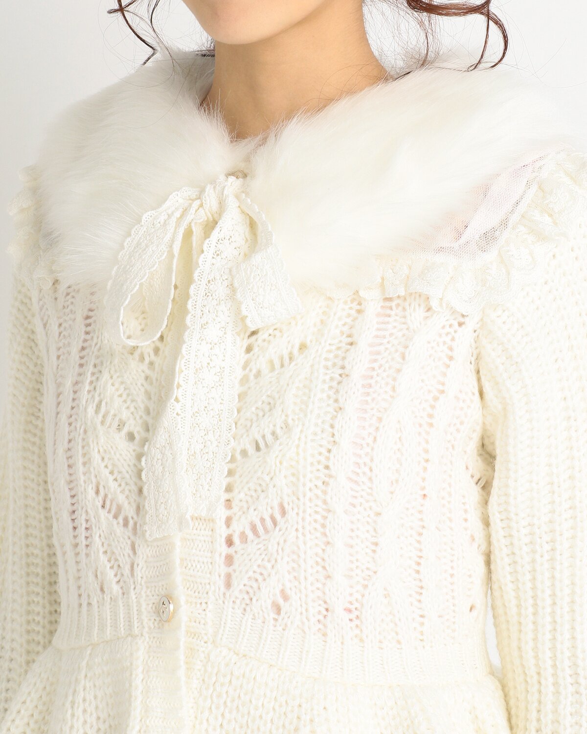 LIZ LISA Peplum Cardigan w/ Faux Fur Collar - Tokyo Otaku LIZ LISA Peplum Cardigan w/ Faux Fur Collar - Tokyo Otaku
