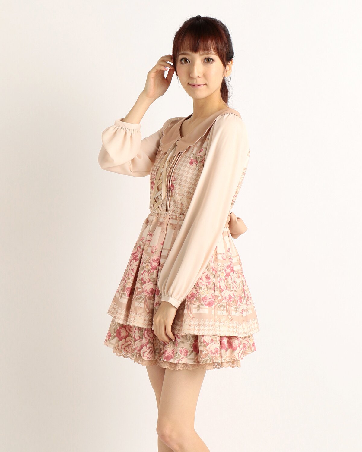 LIZ LISA Flower Check Pattern Long-Sleeve Top