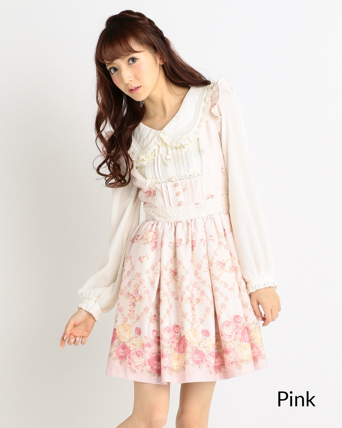LIZ LISA Floral Cross Pattern Pinafore Dress: LIZ LISA