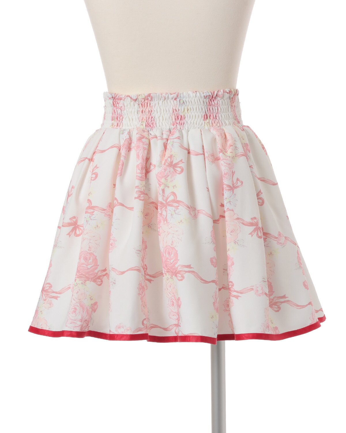 LIZ LISA Rose Ribbon Checkered Sukapan Skirt: LIZ LISA