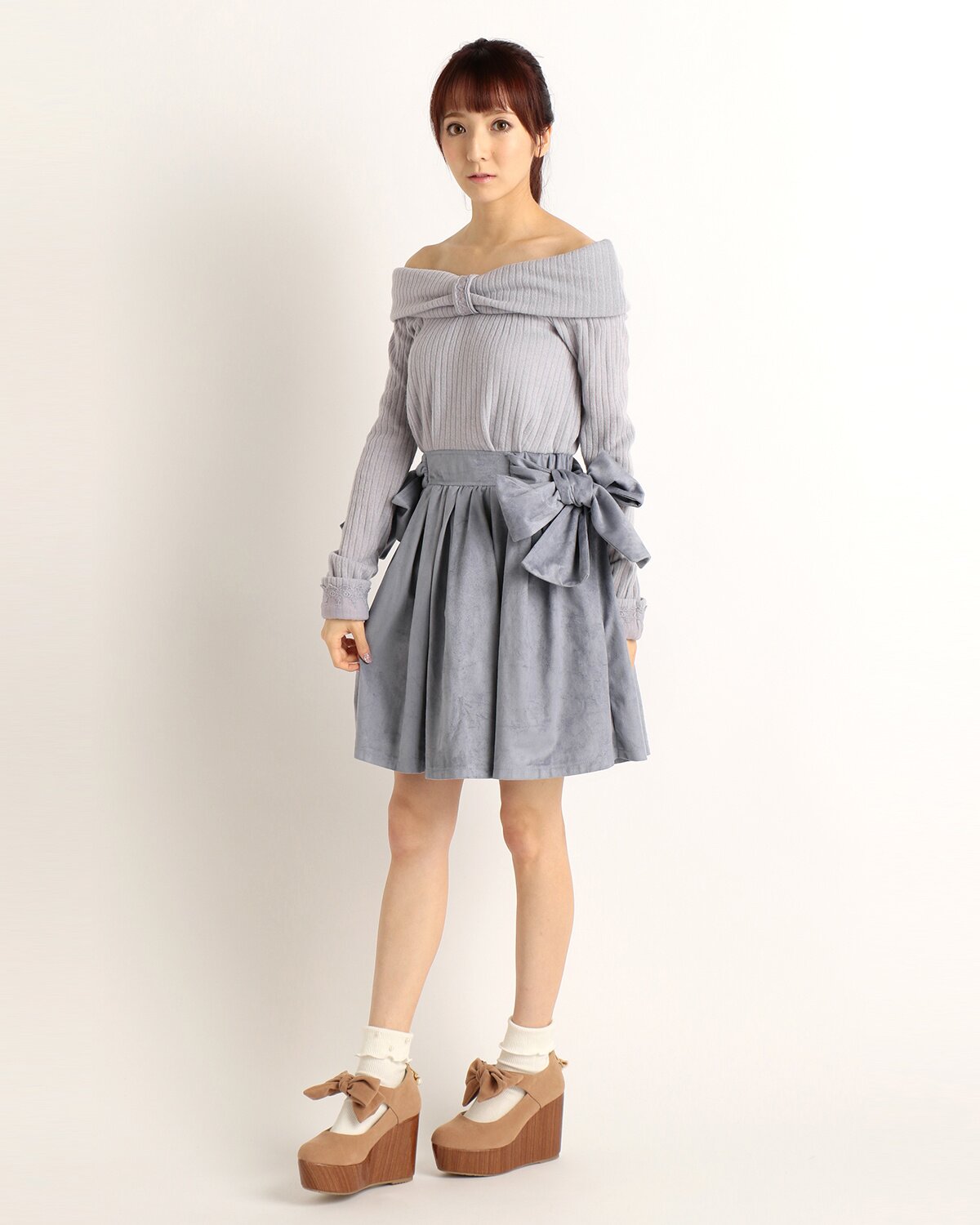 LIZ LISA Big Ribbon Ribbed Knit Dress