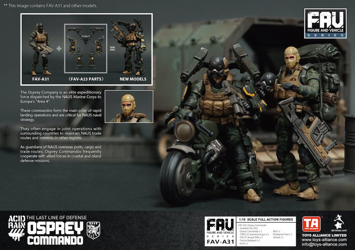 FAV-A31 Acid Rain Osprey Commando 1/18 Scale Action Figure: Toys
