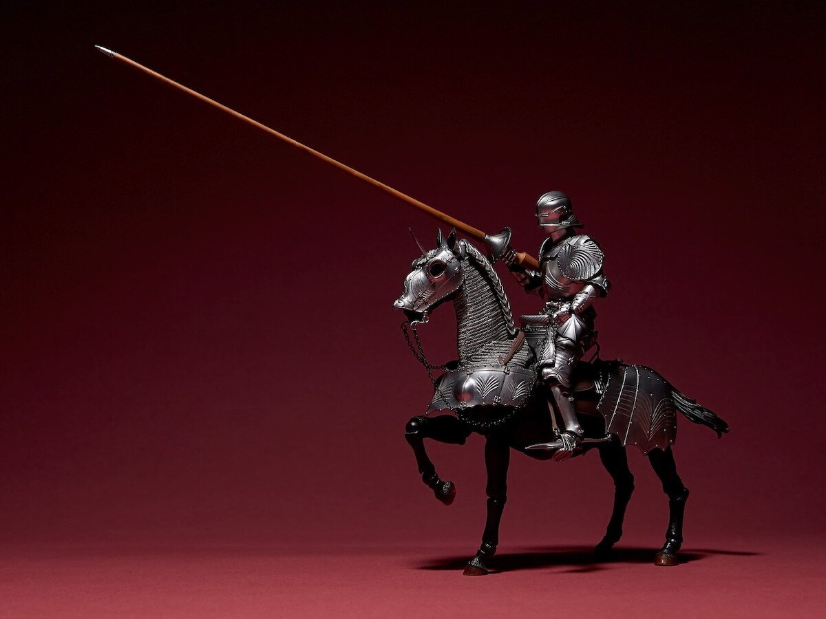 KT Project KT-027 Takeya Style Jizai Okimono: 15th Century Silver Gothic  Equestrian Armor