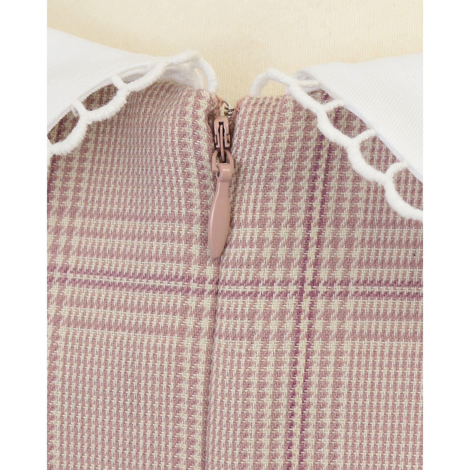 LIZ LISA Checkered Dress Long Sleeve Ribbon Brushed