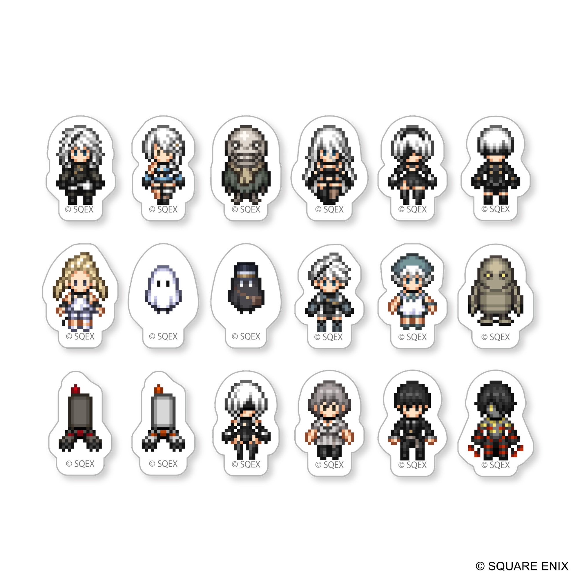 NieR Series Flake Sticker Pixel Art Ver.: SQUARE ENIX - Tokyo