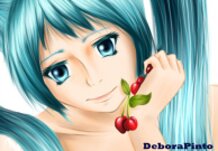 Miku Hatsune and cherries