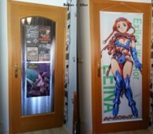 Queens Blade Leina Life-Size Tapestry before/after comparsion