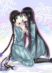 Sailor-fuku girls with long black hair