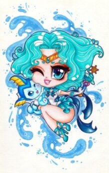 Sailor Neptune and Vaporeon