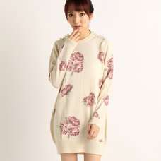 LIZ LISA Floral Angora Blend Shoulder Detail Dress