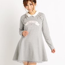 LIZ LISA Comfy Flare Dress w/ Collar (Gray)